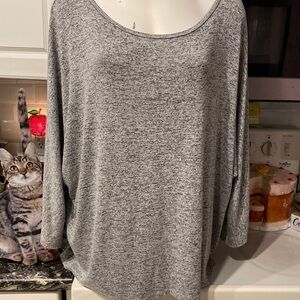 U womens Olivia Blu casual gray stretch 3/4 sleeve plus size knit top 3X
